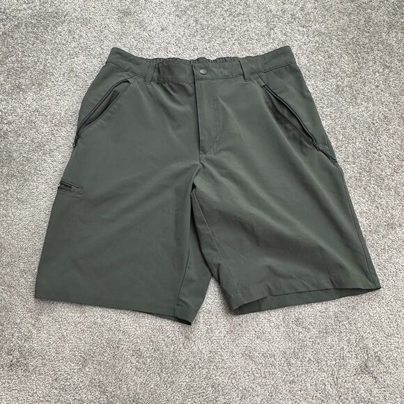 Columbia Washed Out Outdoor Shorts Mens 34/44 Gray Elastic Waist Zip Pocket Hike - Picture 1 of 12